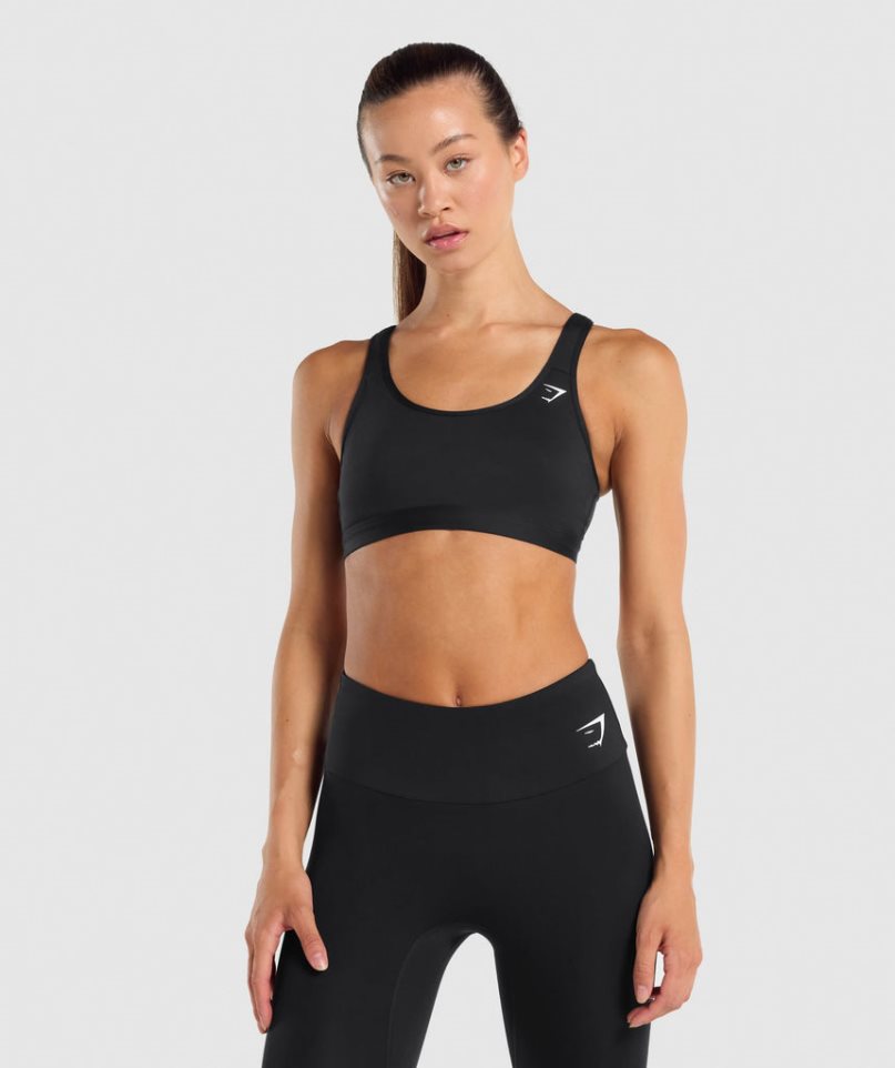 Women\'s Gymshark Scoop Neck Sports Bra Black | NZ 8PIKQS